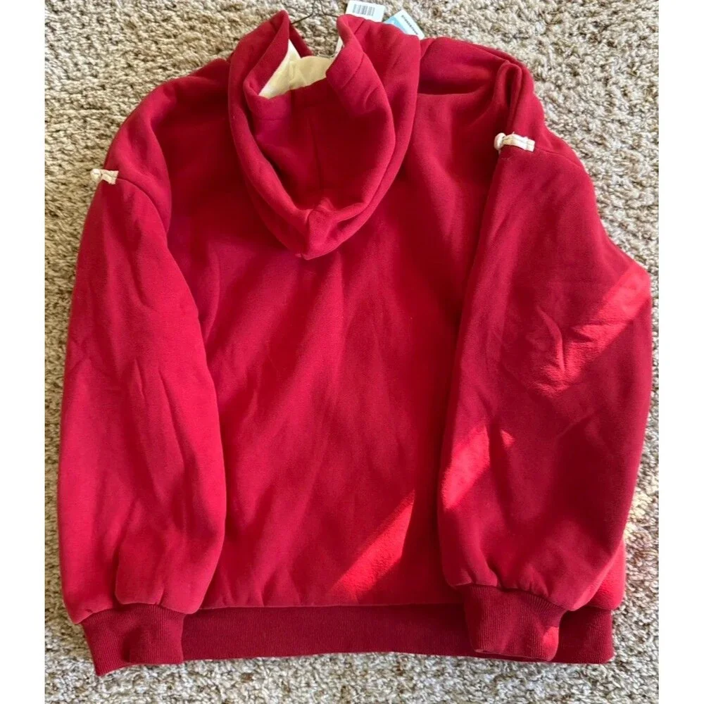 Chinese New Year Rabbit Hoodie XL Red Embroidered Pom Pom Lunar New Year NWT